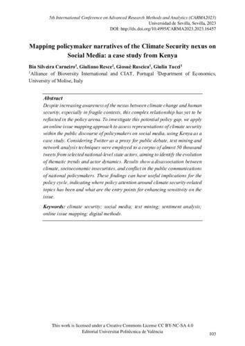 Mapping policymaker narratives of the climate security nexus on social media: A case study from Kenya