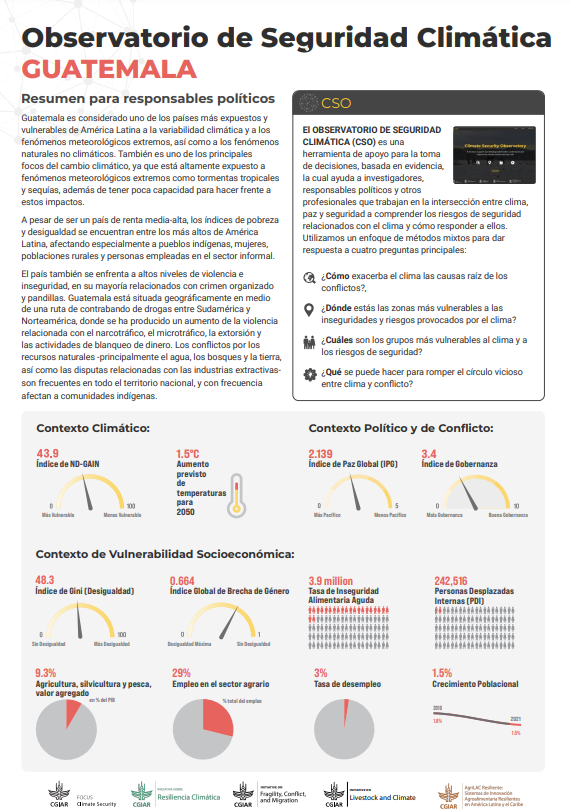 Observatorio de seguridad climática Guatemala: Resumen para responsables políticos