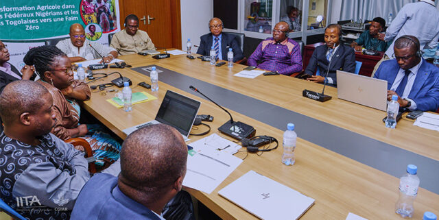 IITA and Africa Rice team with the Togo government officials during the launch.