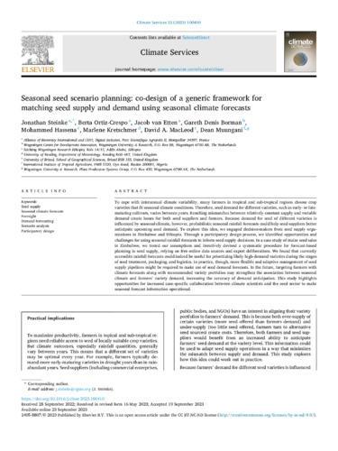 Seasonal seed scenario planning - co-design of a generic framework for matching seed supply and demand using seasonal climate forecasts