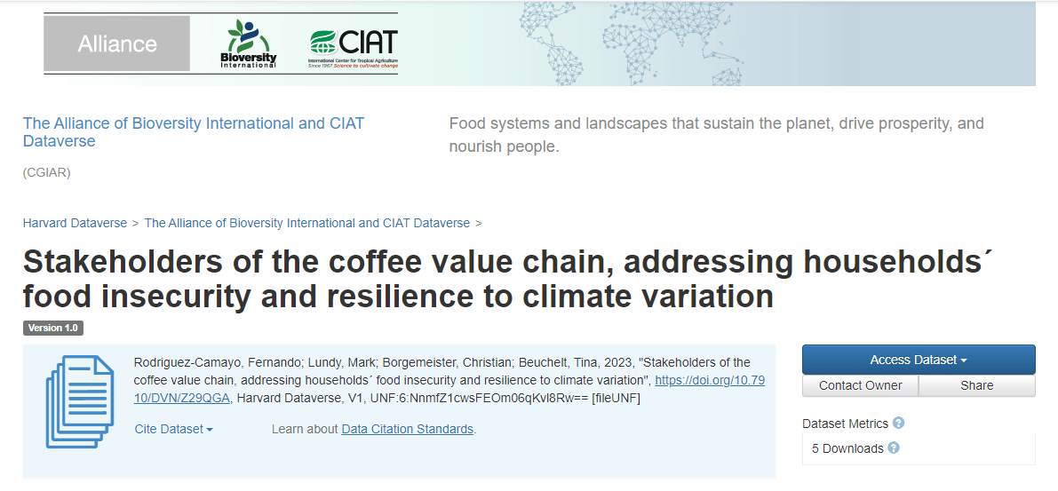 Stakeholders of the coffee value chain, addressing households´ food insecurity and resilience to climate variation