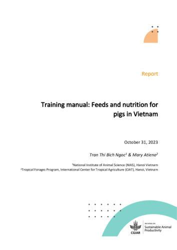 Training manual Feeds and nutrition for pigs in Vietnam