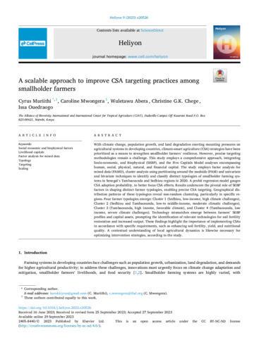 A scalable approach to improve CSA targeting practices among smallholder farmers.