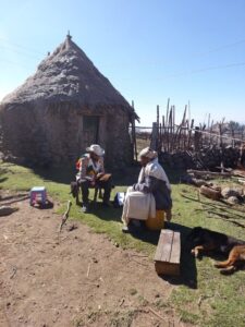 A survey enumerator interviewing a respondent in Ethiopia. (Photo credit: ILRI/Tigist Worku) 