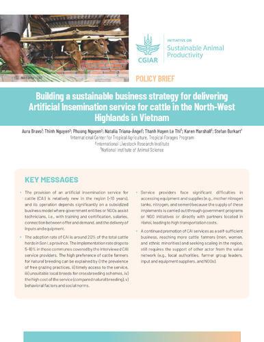 Building a sustainable business strategy for delivering artificial insemination service for cattle in the North-West Highlands in Vietnam