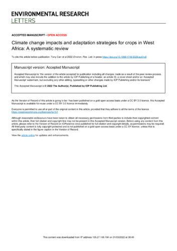 Climate change impacts and adaptation strategies for crops in west Africa - a systematic review