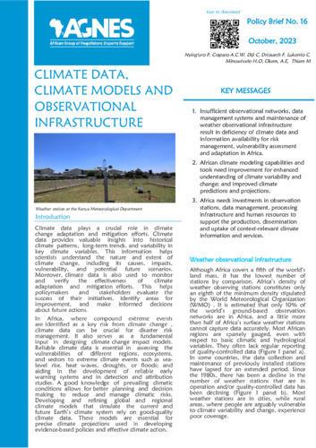 Climate data, climate models and observational infrastructure