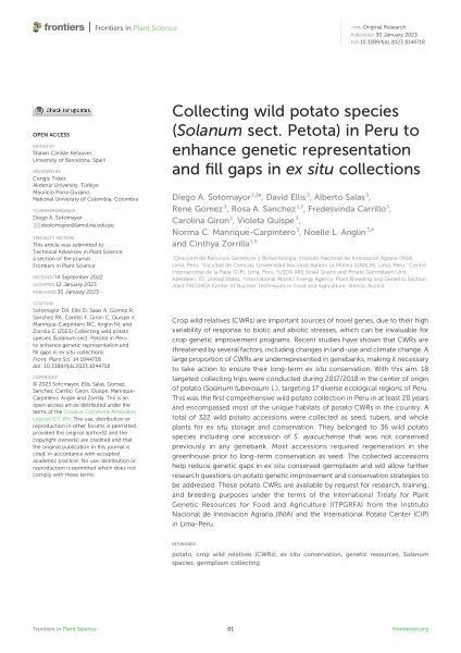 Collecting wild potato species (Solanum sect. Petota) in Peru to enhance genetic representation and fill gaps in ex situ collections