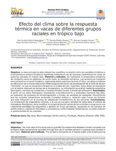 Efecto del clima sobre la respuesta térmica en vacas de diferentes grupos raciales en trópico bajo