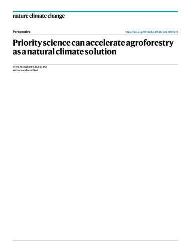 Priority science can accelerate agroforestry as a natural climate solution