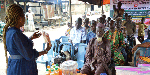 Racheal Agbaje, a value-addition facilitator in Oyo State, during a session on diverse OFSP products.