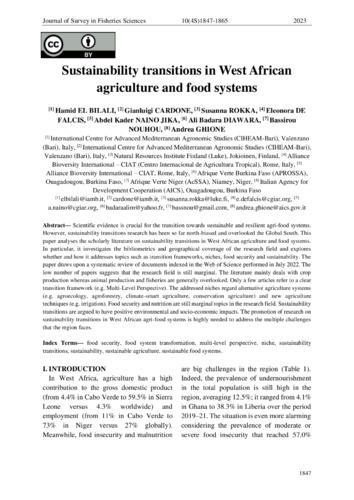 Sustainability transitions in West African agriculture and food systems