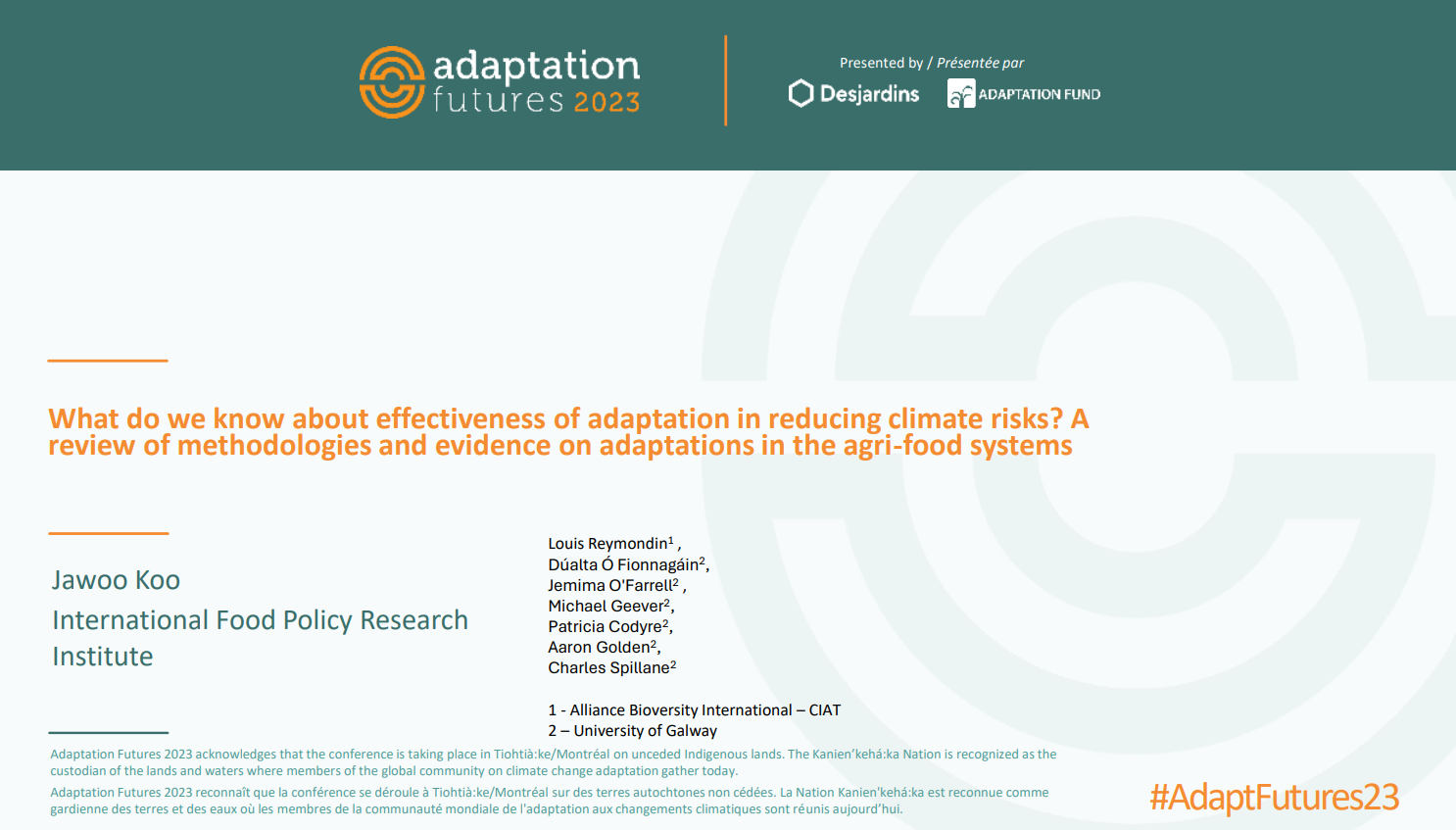 What do we know about effectiveness of adaptation in reducing climate risks? A review of methodologies and evidence on adaptations in the agri-food systems