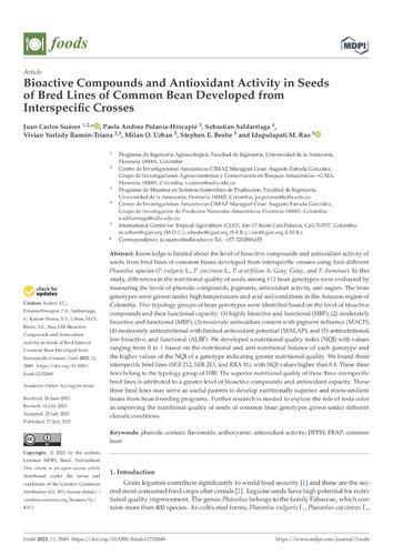 Bioactive compounds and antioxidant activity in seeds of bred lines of common bean developed from Interspecific crosses
