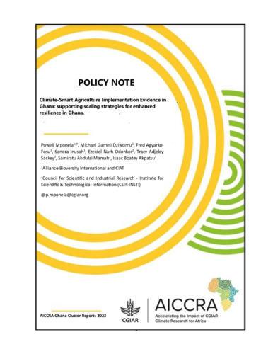 Climate-smart agriculture implementation evidence in Ghana: Supporting scaling strategies for enhanced resilience in Ghana