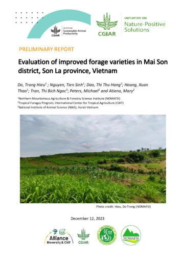 Evaluation of improved forage varieties in Mai Son district, Son La province, Vietnam