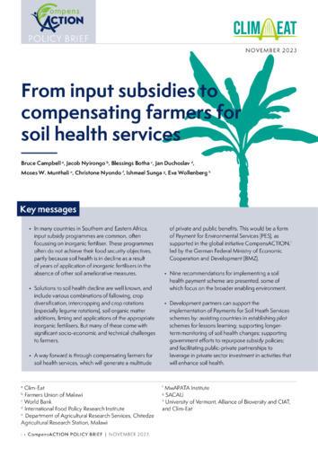 From input subsidies to compensating farmers for soil health services