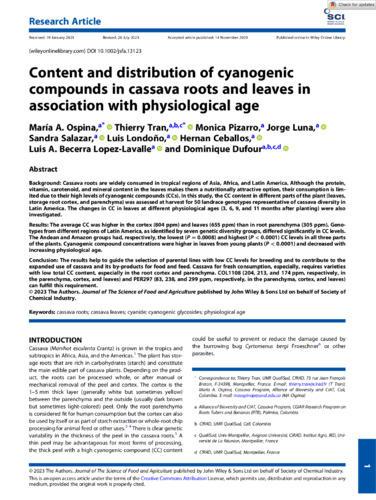 Content and distribution of cyanogenic compounds in cassava roots and leaves in association with physiological age