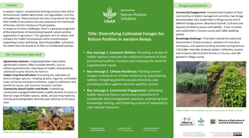 Diversifying Cultivated Forages for Nature Positive in western Kenya