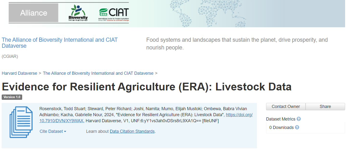 Evidence for Resilient Agriculture (ERA): Livestock Data