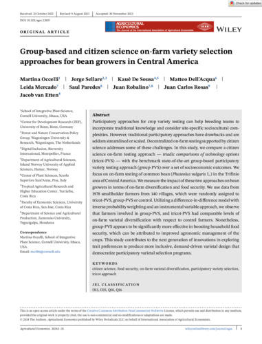 Group-based and citizen science on-farm variety selection approaches for bean growers in Central America