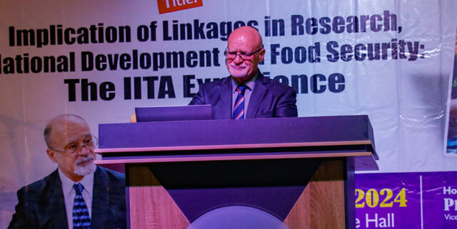 IITA Deputy Director General Partnership for Delivery Dr. Kenton Dashiel during his presentation.