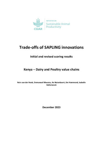Trade-offs of SAPLING innovations - initial and revised scoring results. Kenya: Dairy and poultry value chains