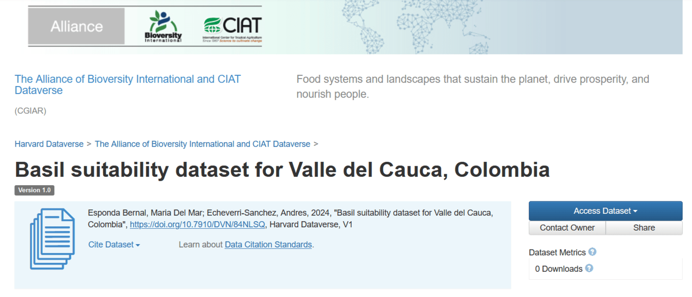 Basil suitability dataset for Valle del Cauca, Colombia