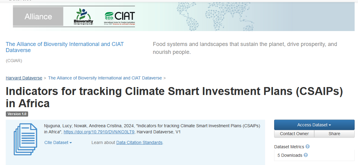 Indicators for tracking Climate Smart Investment Plans (CSAIPs) in Africa