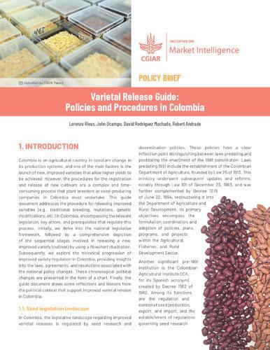 Varietal release guide: Policies and procedures in Colombia