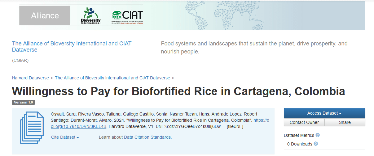 Willingness to Pay for Biofortified Rice in Cartagena, Colombia