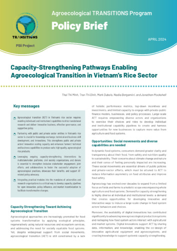 Capacity-strengthening pathways enabling agroecological transition in Vietnam’s rice sector