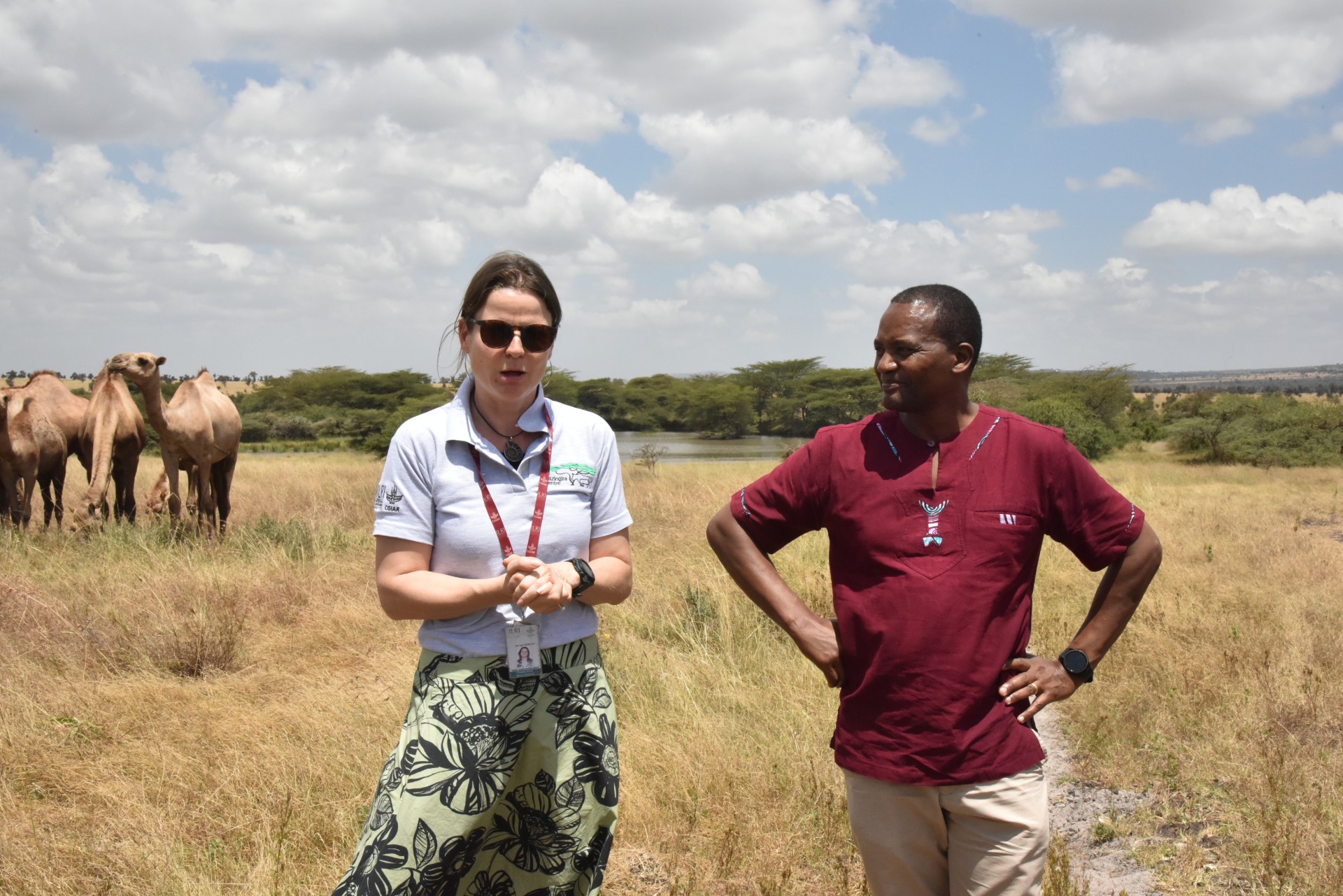 Claudia Arndt, Co-Leader of Mazingira Centre at ILRI, and Bernard Kimoro, Head of Climate Change and Livestock at the Kenya State Department for Livestock, explain the biggest livestock issues in Kenya and partnership with each other. Photo by K.Tam/ILRI.