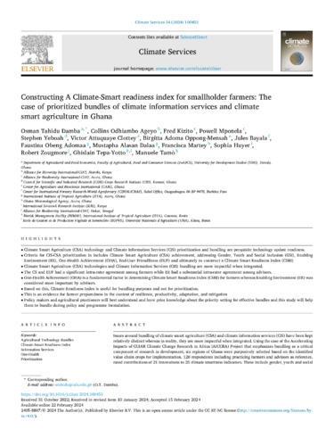 Constructing A Climate-Smart readiness index for smallholder farmers: The case of prioritized bundles of climate information services and climate smart agriculture in Ghana