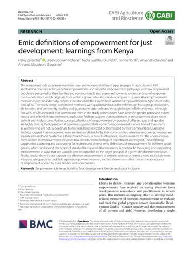 Emic definitions of empowerment for just development: learnings from Kenya