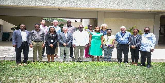 IITA Director General and CGIAR Regional Director for Continental Africa, Dr Simeon Ehui and International Potato Center (CIP) Director General Dr Simon Heck with the CIP team and some of IITA’s Management members and researchers.