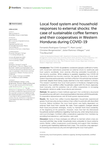 Local food system and household responses to external shocks: The case of sustainable coffee farmers and their cooperatives in Western Honduras during COVID-19