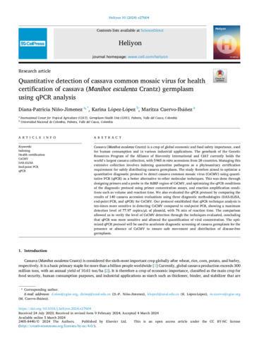 Quantitative detection of cassava common mosaic virus for health certification of cassava (Manihot esculenta Crantz) germplasm using qPCR analysis