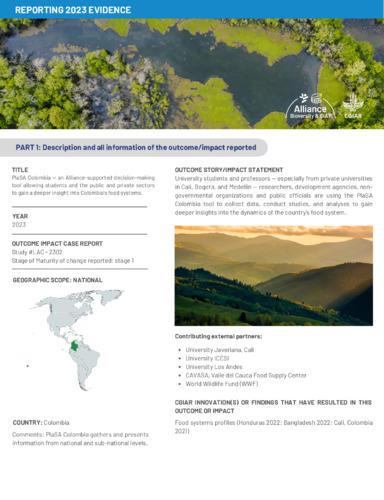 PlaSA Colombia — an Alliance-supported decision-making tool allowing students and the public and private sectors to gain a deeper insight into Colombia’s food systems.