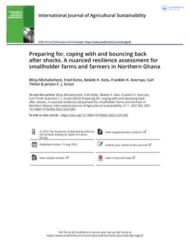 Preparing for, coping with and bouncing back after shocks. A nuanced resilience assessment for smallholder farms and farmers in Northern Ghana
