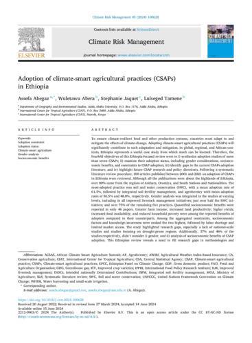 Adoption of Climate-Smart Agricultural Practices (CSAPs) in Ethiopia