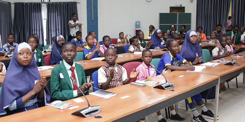 Cross section of school children participating during a quiz session at the Radio IITA’s Children Day event.