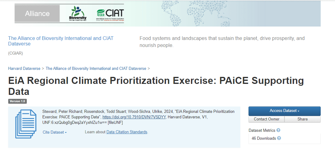 EiA Regional Climate Prioritization Exercise: PAiCE Supporting Data