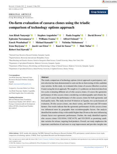 On-farm evaluation of cassava clones using the triadic comparison of technology options approach