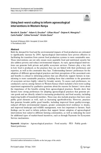 Using best-worst scaling to inform agroecological interventions in Western Kenya