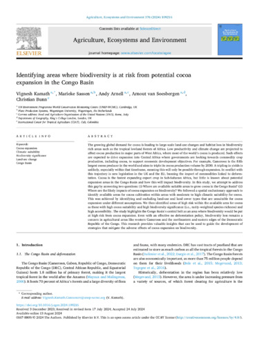 Identifying areas where biodiversity is at risk from potential cocoa expansion in the Congo Basin