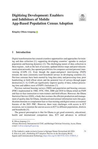 Digitizing development: Enablers and inhibitors of mobile app-based population census adoption