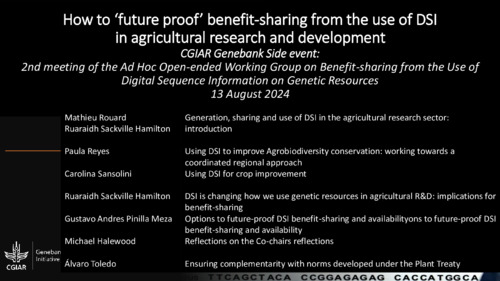 How to ‘future proof’ benefit-sharing from the use of DSI in agricultural research and development