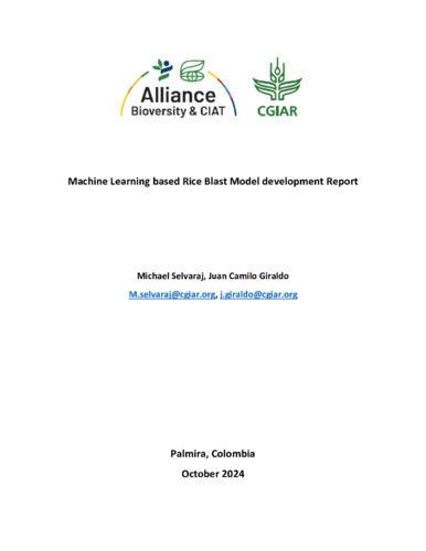 Machine learning based rice blast model development. Report.