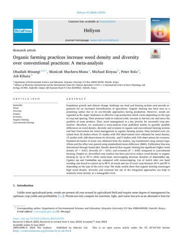 Organic farming practices increase weed density and diversity over conventional practices: A meta-analysis